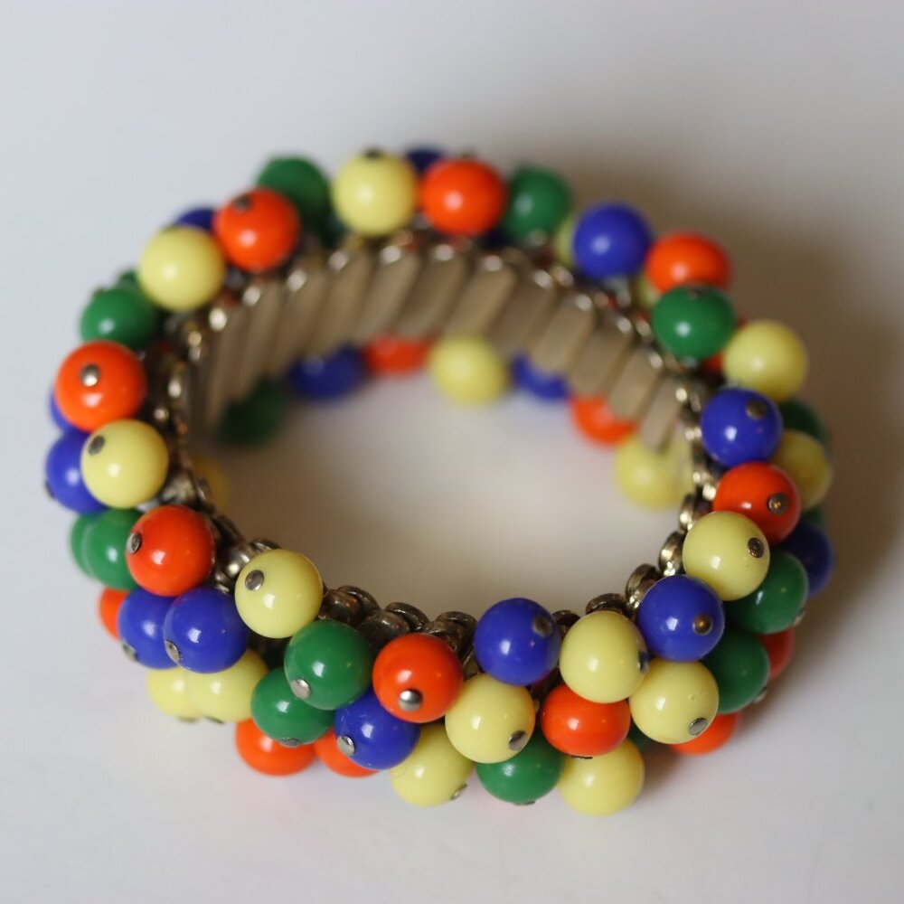 Vintage Multi-colored Glass Bead Expansion Bracelet